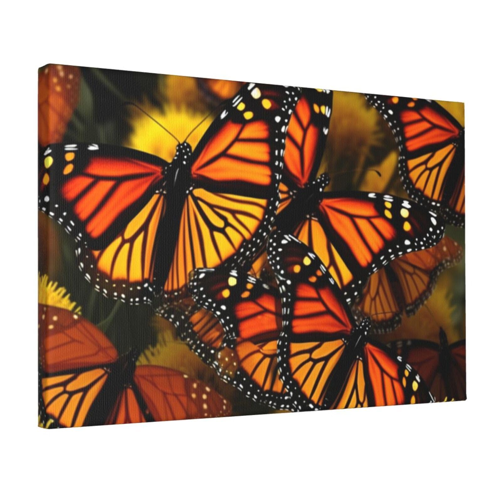 KLOPH Monarch Butterflies Canvas Wall Art for Living Room 12"x18" Modern Artwork Painting for Bathroom Hanging Canvas Prints Aesthetic Wallart for Bedroom Kitchen Office Wall Decor