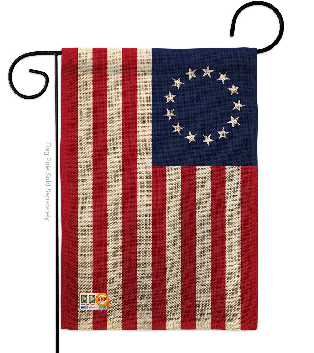 Drapeau de jardin Betsy Ross double face lisible des deux côtés en toile robuste