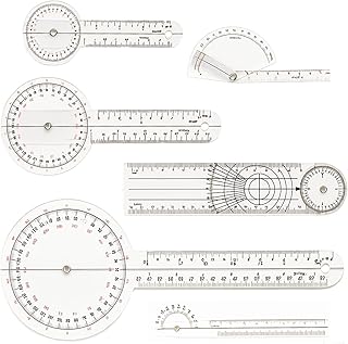 Goniometer Set of 6, 6/8/12 inch 360°Goniometer Set Protractor Angle Finder Angle Ruler Plastic Goniometer Physical Therapy for Body Measuring