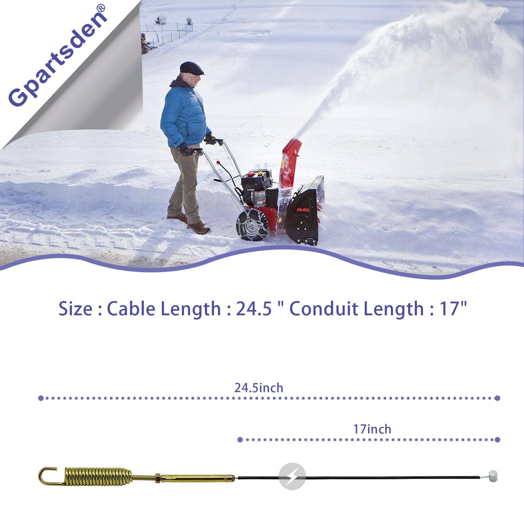 Gpartsden 115-5680 Auger Cable Replacement for Toro 106-4599 1155680 Snowblower/Snow Thrower