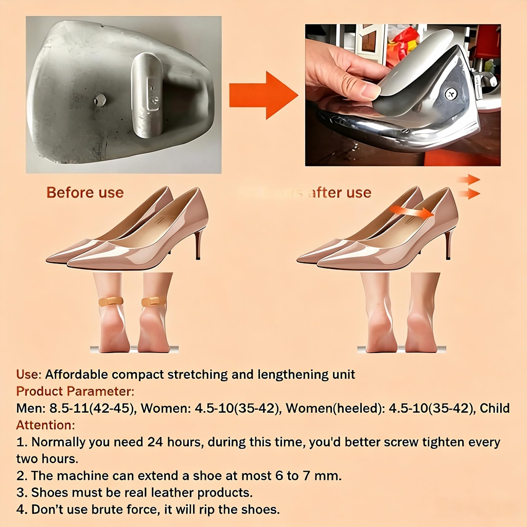 VZXATYOP Ampliador manual de zapatos y ensanchador de horma para hombre, mujer, zapatos de tacón kit de ensanchador de zapatos,herramienta de aluminio para ensanchar zapatos ajustados y estrechos