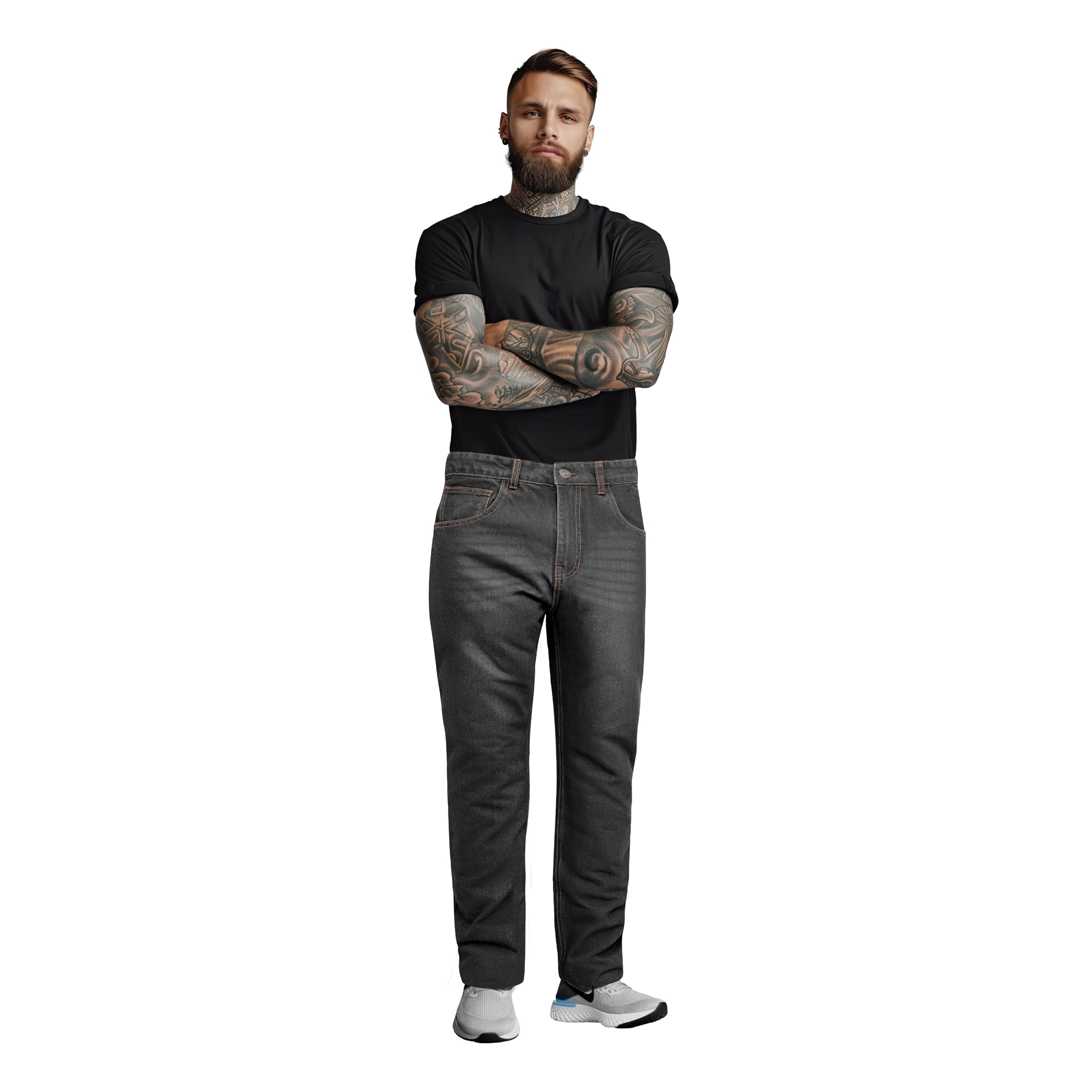 Great Bikers Gear – Pantalones vaqueros de ingeniería para hombre, con forro de aramida, forro de protección reforzado, protector de rodilla y cadera.