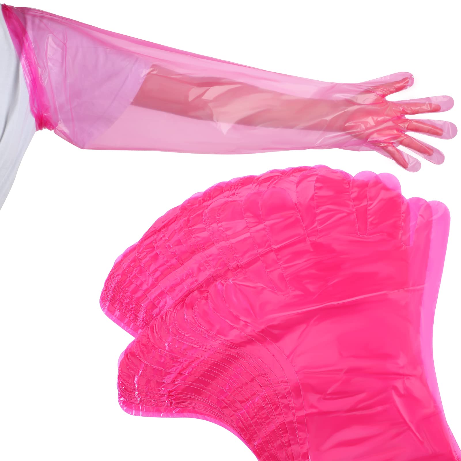 Patelai 50 Pcs Disposable Dressing Gutting Gloves 1.6 Mil Shoulder Length Hunting Field Dressing Glove for Deer Cleaning Gutt