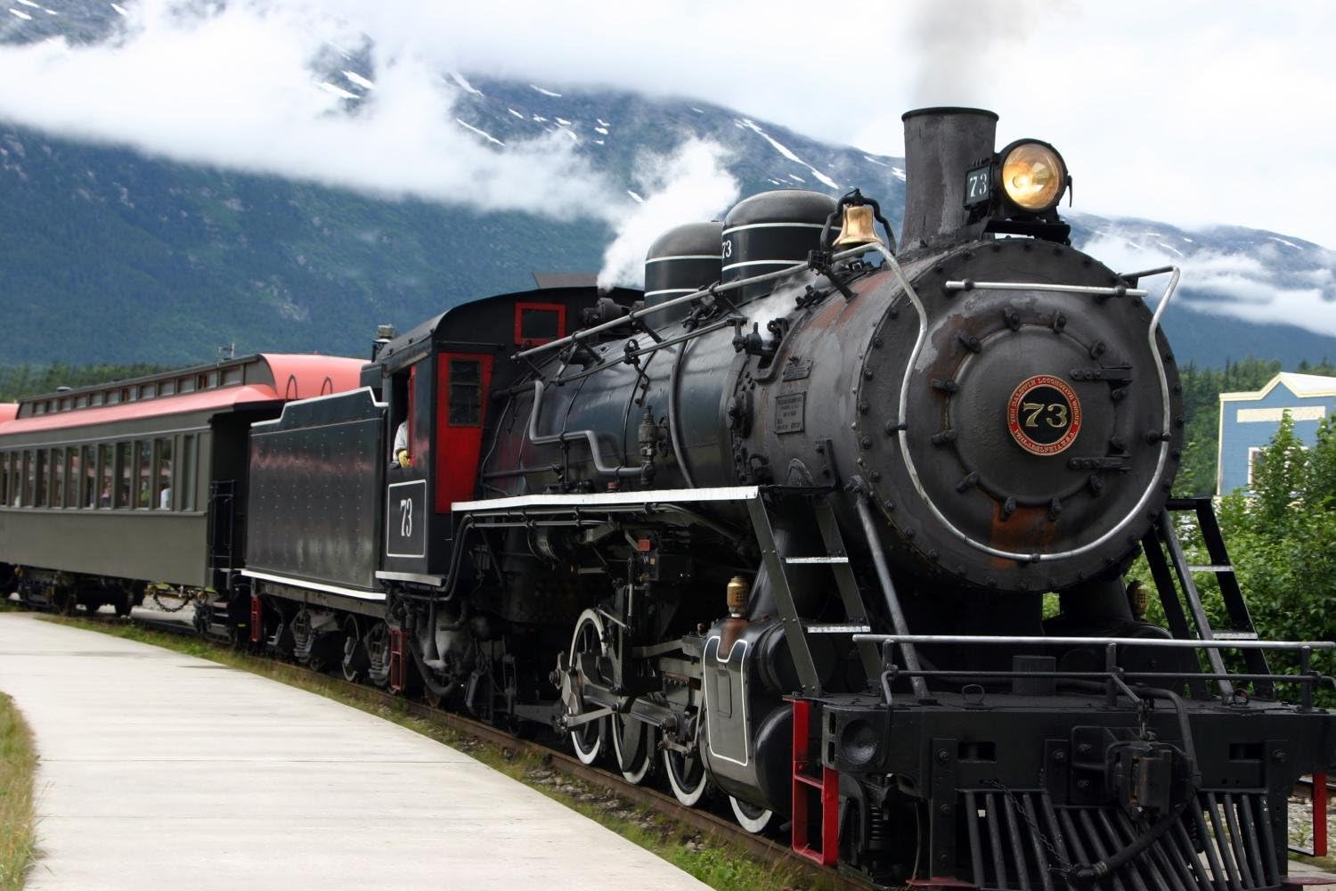 Wallmonkeys Steam Engine Train Leaving The Station Wall Decal Peel and Stick Graphic WM118291 (36 in W x 24 in H)