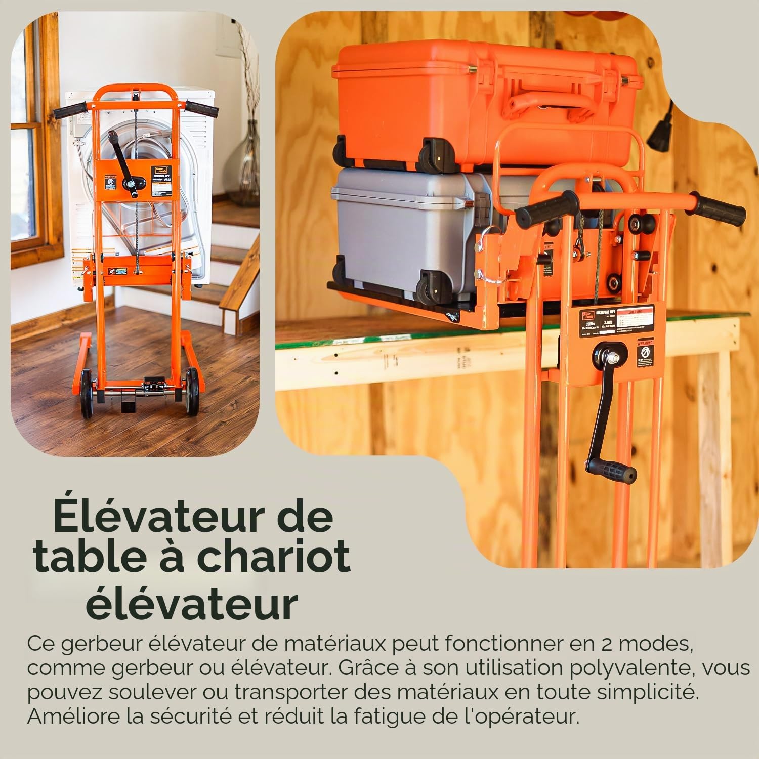SuperHandy Treuil élévateur de matériel, gerbeur, Chariot à palettes, Table élévatrice, Chariot élévateur, capacité de Levage maximale de 150 kg et 100 cm, avec Roues de 20 cm et roulettes pivotantes