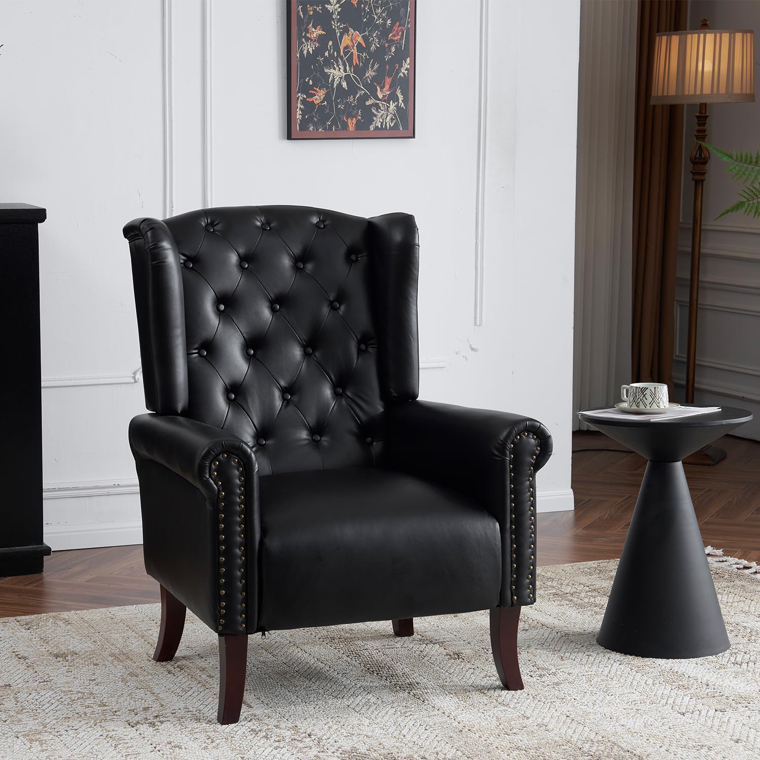 mj　チェア Amazon.com: MOJAY PU Leather Accent Chair, Mid-Century Living Room