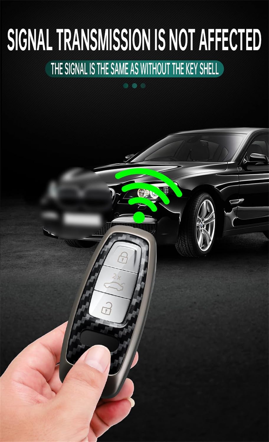 SANRILY Carbon Fiber Pattern White Smart Key Fob Cover Case Fit for Audi Q7 2021 2020 A8 A6L A6 A7 Q8 A3 E-Tron S6 SQ7 RS6 S7 Keyless with Weaving Keychain