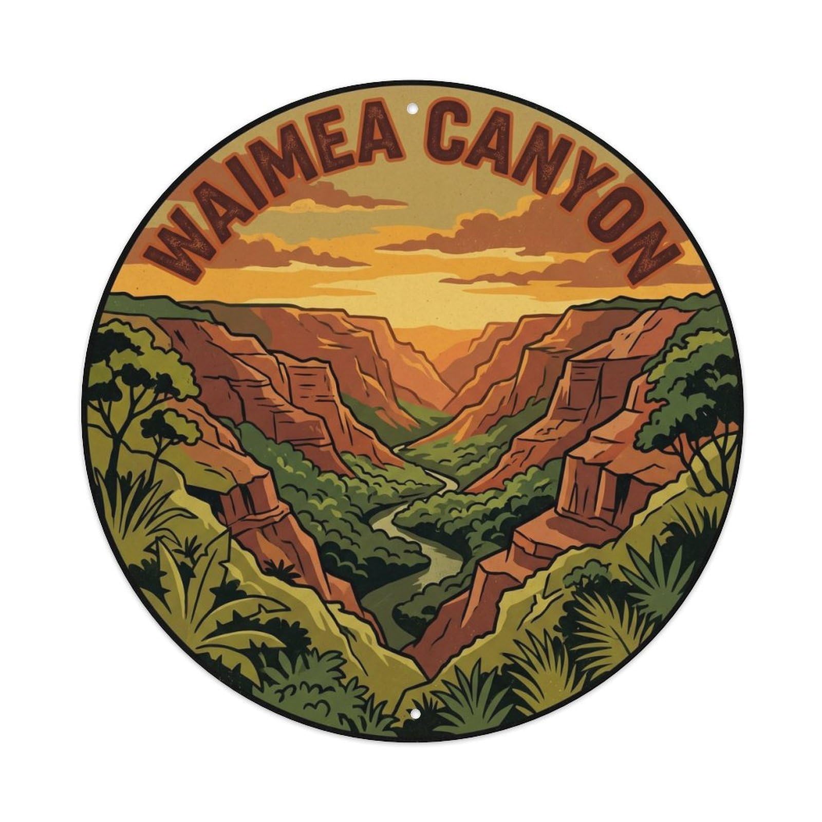 Tropical Trail Waimea Canyon Hawaii Travel Metal Tin Sign