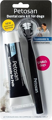 Petosan Kit dental para perros con cepillo de dientes, pasta de dientes y limpiador de microfibra, para perros pequeños de hasta 14 libras