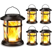 Solar Lanterns Outdoor Waterproof, 4 Pack Upgraded Flickering Flame Hanging Solar Lights, Solar Powered Decorative Lanterns for Garden Patio Porch Table Decor Gifts