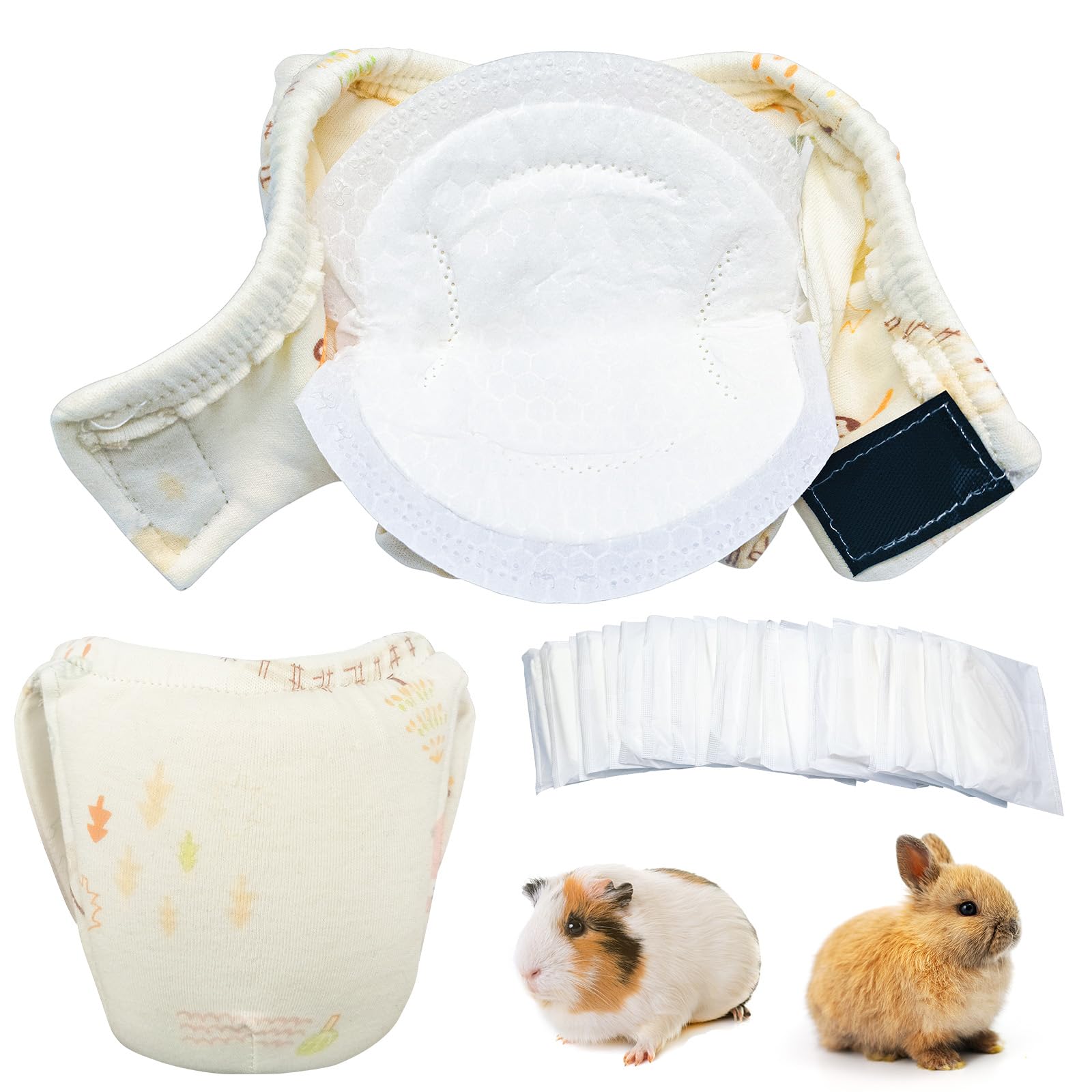 2PCS Small Pet Diapers,Guinea Pig Diapers,Reusable Squirrel Diapers,Washable,Specially Designed for Use on Pet Squirrels Small Medium Guinea Pig. (Beige, XL)