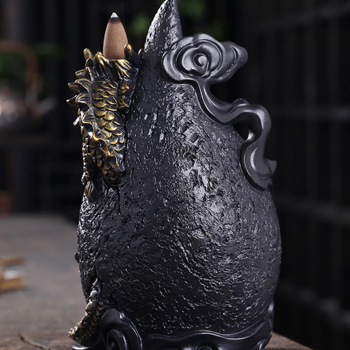 Bruciatore Incenso da Tavolo in Resina LED Decorativo Nero