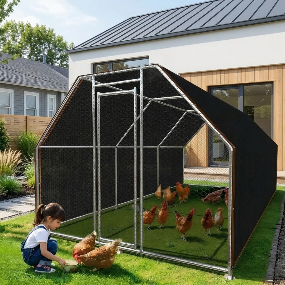 Telo in rete per serra con blocco UV, per serre, 16,5 x 3,5 m, 2,4 x 3,5 m, 3,5 x 3,5 m, 3,5 x 5,8 m, tessuto con occhielli, perfetto per patio, posto auto coperto e galline
