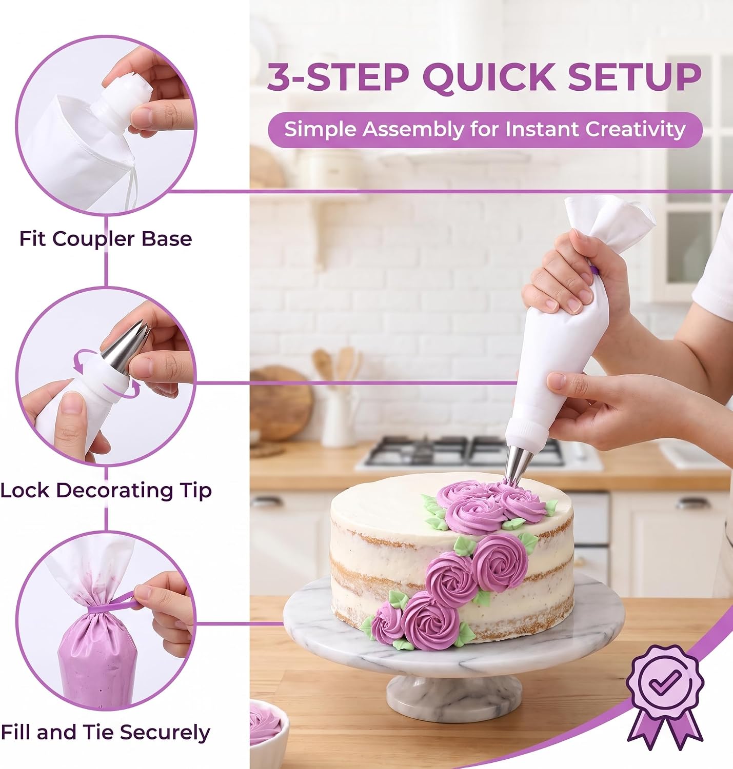 15-Piece Reusable Piping Bags and Tips Set, for Cake Decorating, Cupcakes