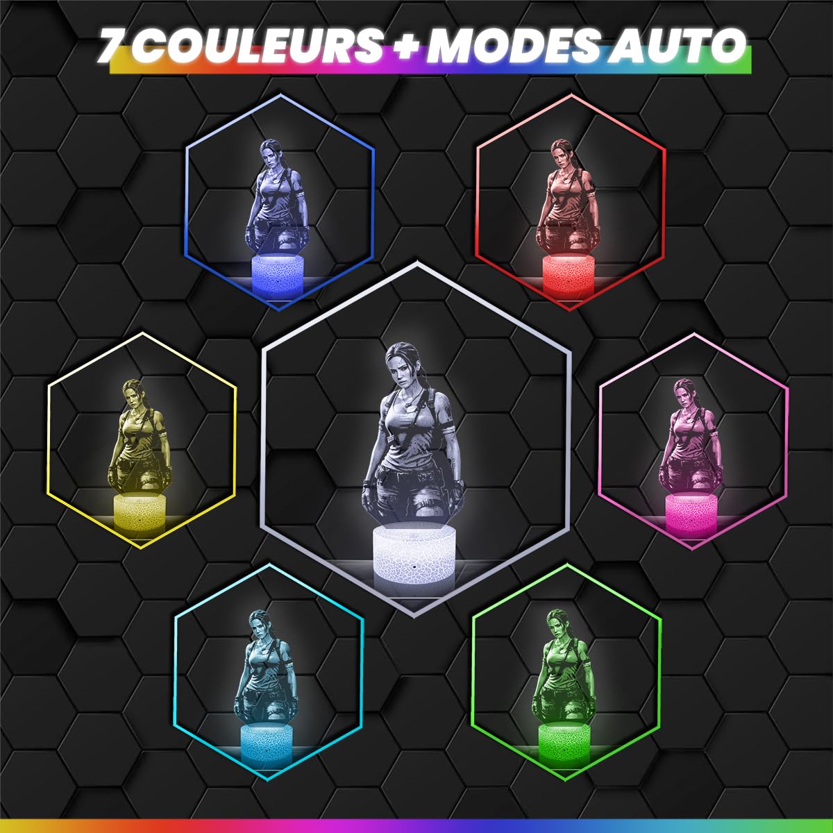 Lampephoto.fr - Lampe 3D Tomb R Lara C Décoration Chambre Garçon Fille, Gaming, Gamer, Jeux Video, Idée Cadeau Tomb R Lara C, Idées Cadeaux Déco Veilleuse LED, Deco Bureau, Idée Cadeau Original, TOP