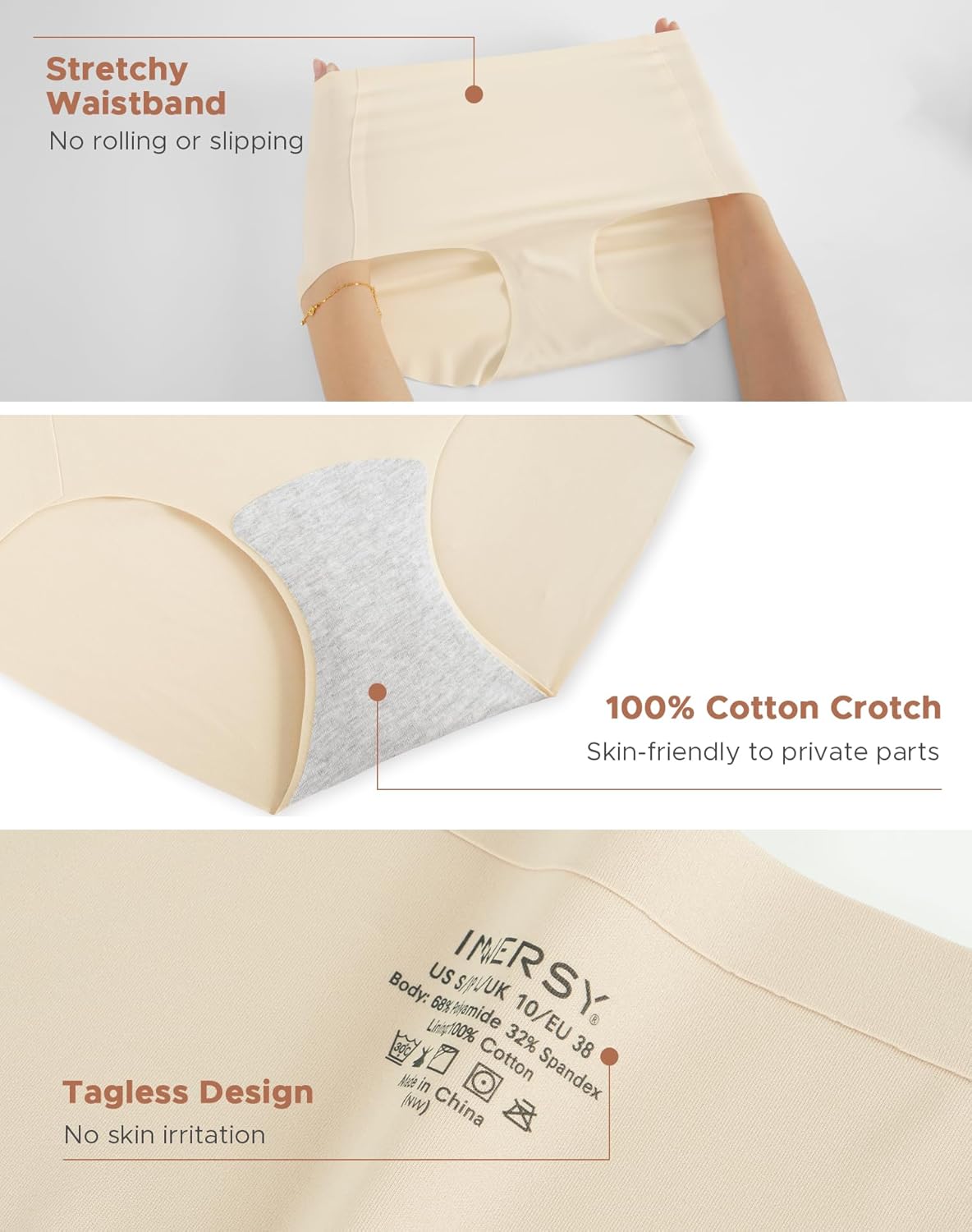 INNERSY Women's Seamless Underwear No Show High Waisted Invisible Briefs 5-Pack - Image 4