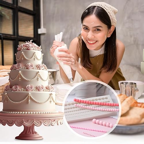 Miniatura 5 de Moldes de fondant de perlas para decoración de pasteles, cadena de perlas hemisféricas, decoración de bordes de perlas de silicona, molde de fondant