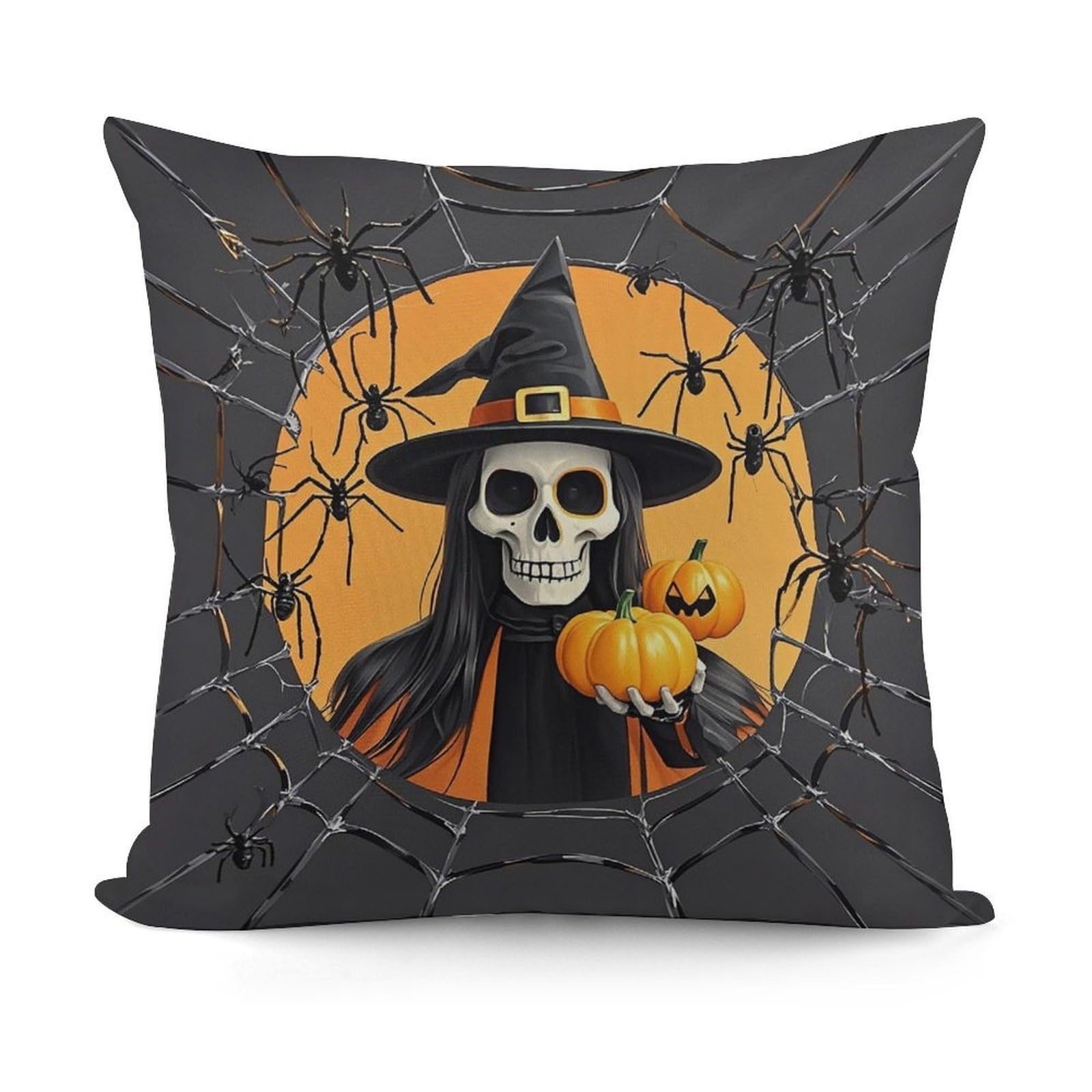 VstaDank Skeleton Spider Web Throw Pillow Cover Soft Square Cushion Cover Art Artwork Pillow Covers Mordern Couch Pillow Covers Decorative Cushion Case for Chair Couch Bedroom Living Room