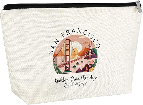 San Francisco Gift Ideas Golden Gate Bridge Cosmetic Bag San Francisco Souvenirs Gift Sans Franciscos Travel Bag Birthday Graduation Gift for Daughter Friends Sans Franciscos Travel Accessories Bag