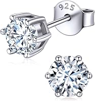 ChicSilver 925 Sterling Silver Birthstone Stud Earrings - Heart Round Princess Cut Hypoallergenic Sparkle for Women Gift Box