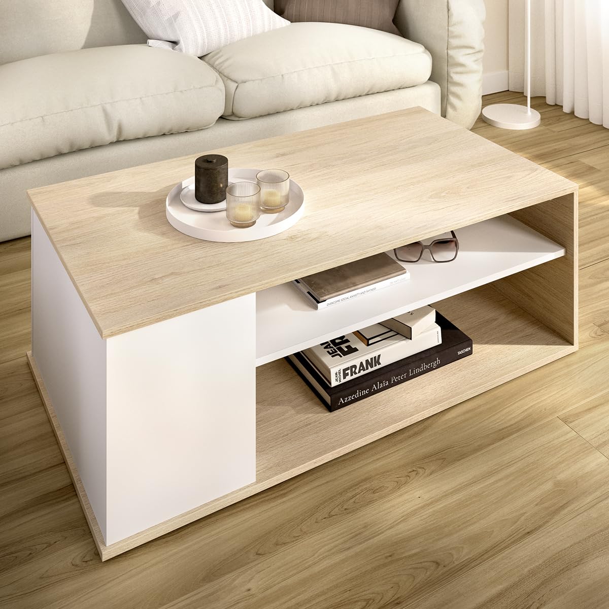 DEKIT GRUPO RIMOBEL - Mesa Centro - Natural/Blanco -41,7X100X50cm