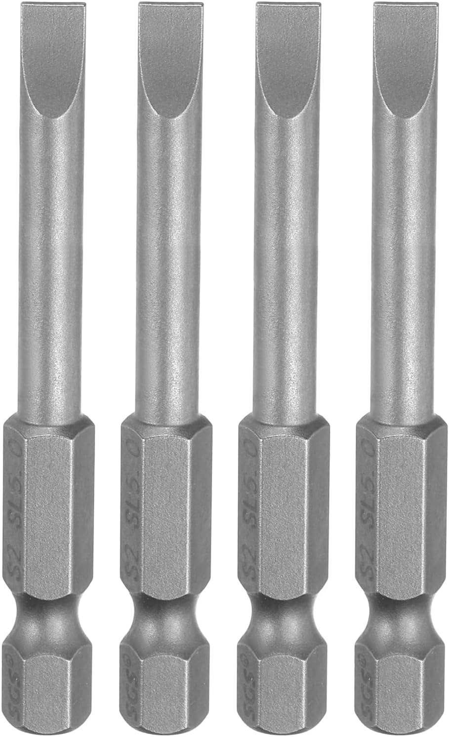 sourcing map 4pcs SL5 Slotted Screwdriver Bits 5mm Slotted Tip 1/4" Hex Shank 65mm (2.56") Long Magnetic Flat Head S2 Steel Screw Driver Drill Bits Industrial Power Screwdriver Bit