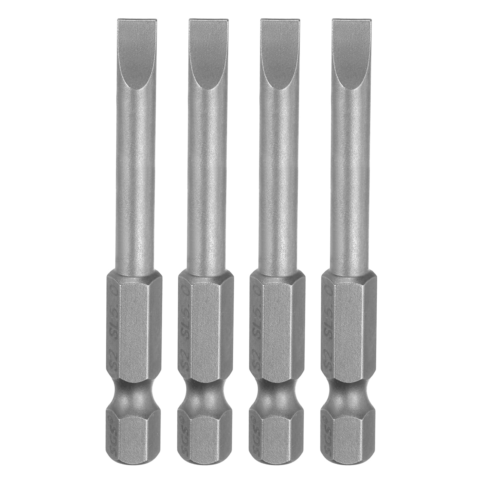 sourcing map 4pcs SL5 Slotted Screwdriver Bits 5mm Slotted Tip 1/4" Hex Shank 65mm (2.56") Long Magnetic Flat Head S2 Steel Screw Driver Drill Bits Industrial Power Screwdriver Bit