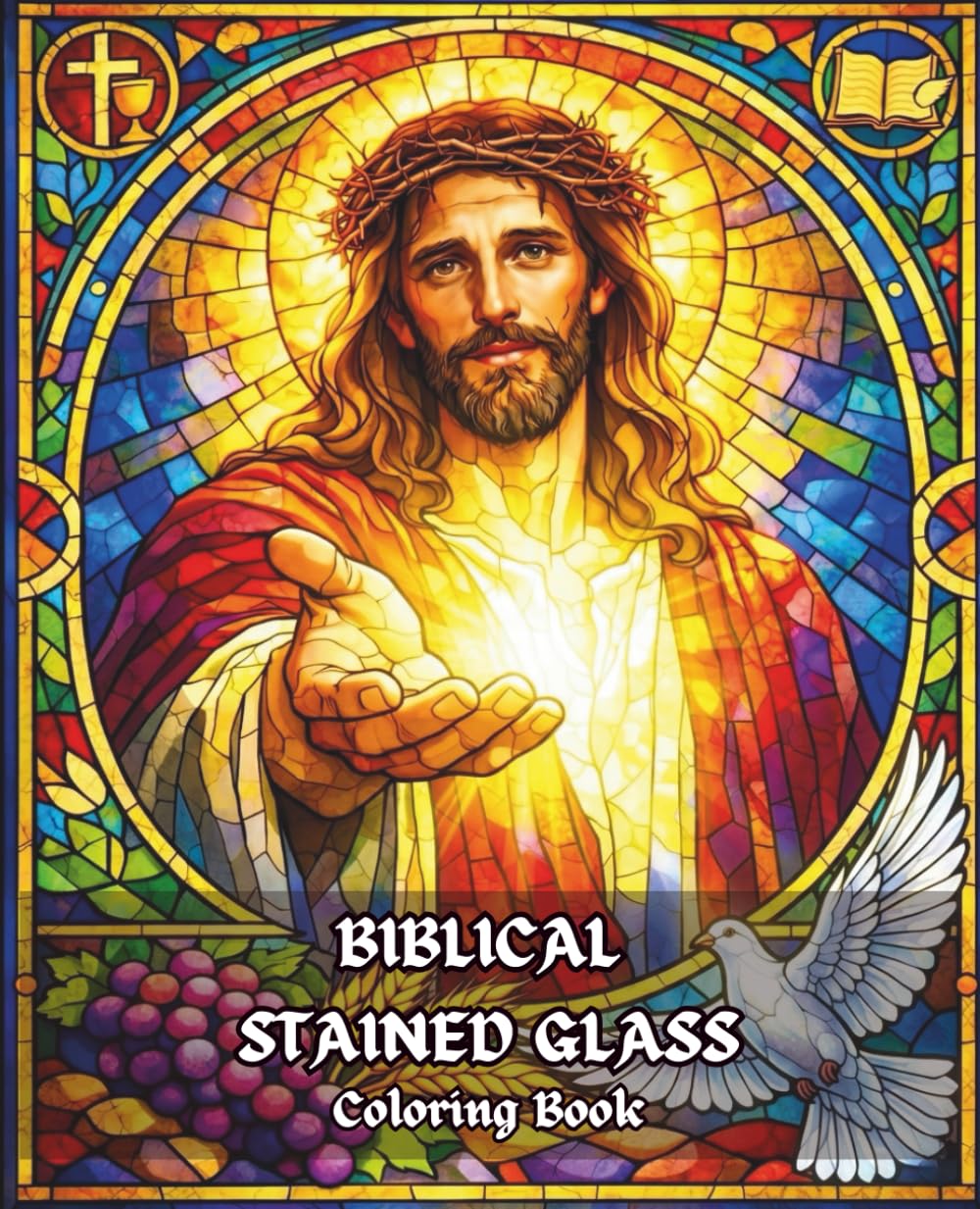Biblical Stained Glass Coloring Book: The Life of Jesus – Biblical Scenes and Catholic Stories, The Passion of Christ, Faith Symbols and Religious ... Coloring Book for Kids, Teens and Adults