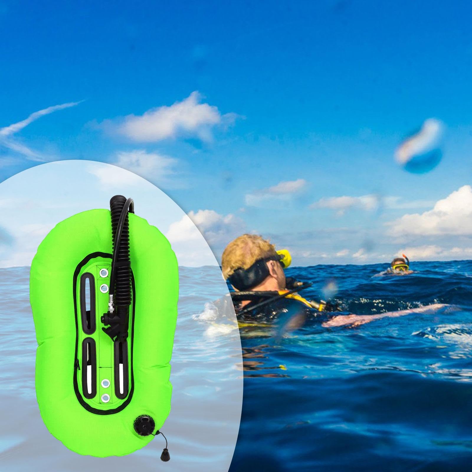 QSTDGVPW Diving Snorkeling Donut Wing Single Tank,Scuba BCD Set,Diver Gear,for Freediving, Green
