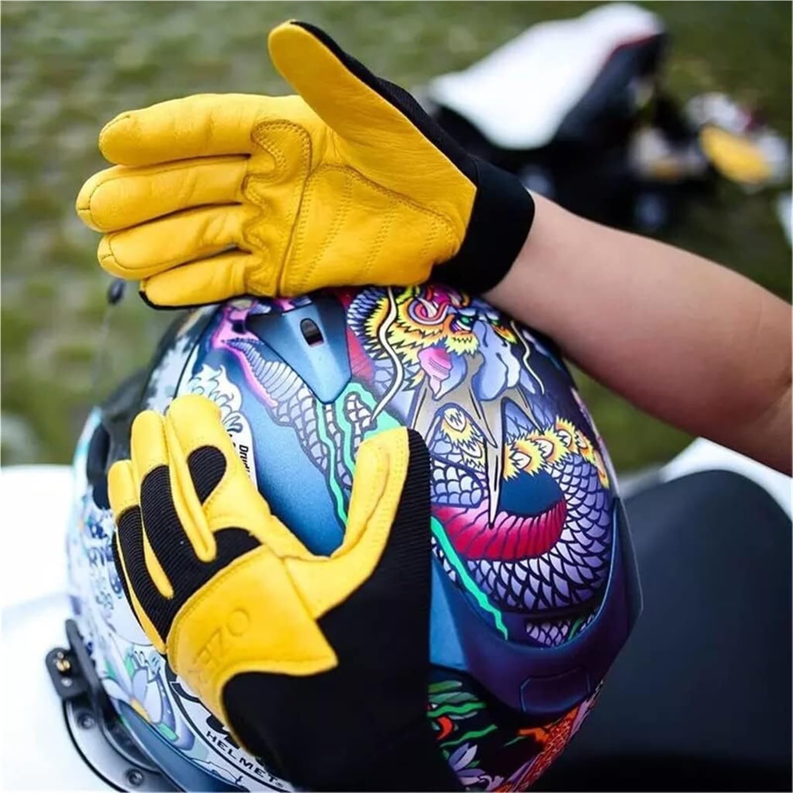 Sports Reithandschuh Handschuhe Motorrad Racing Fahrradhandschuhe Vollfinger Wanderhandschuhe Herren Fahrradhandschuhe(Grün,M)