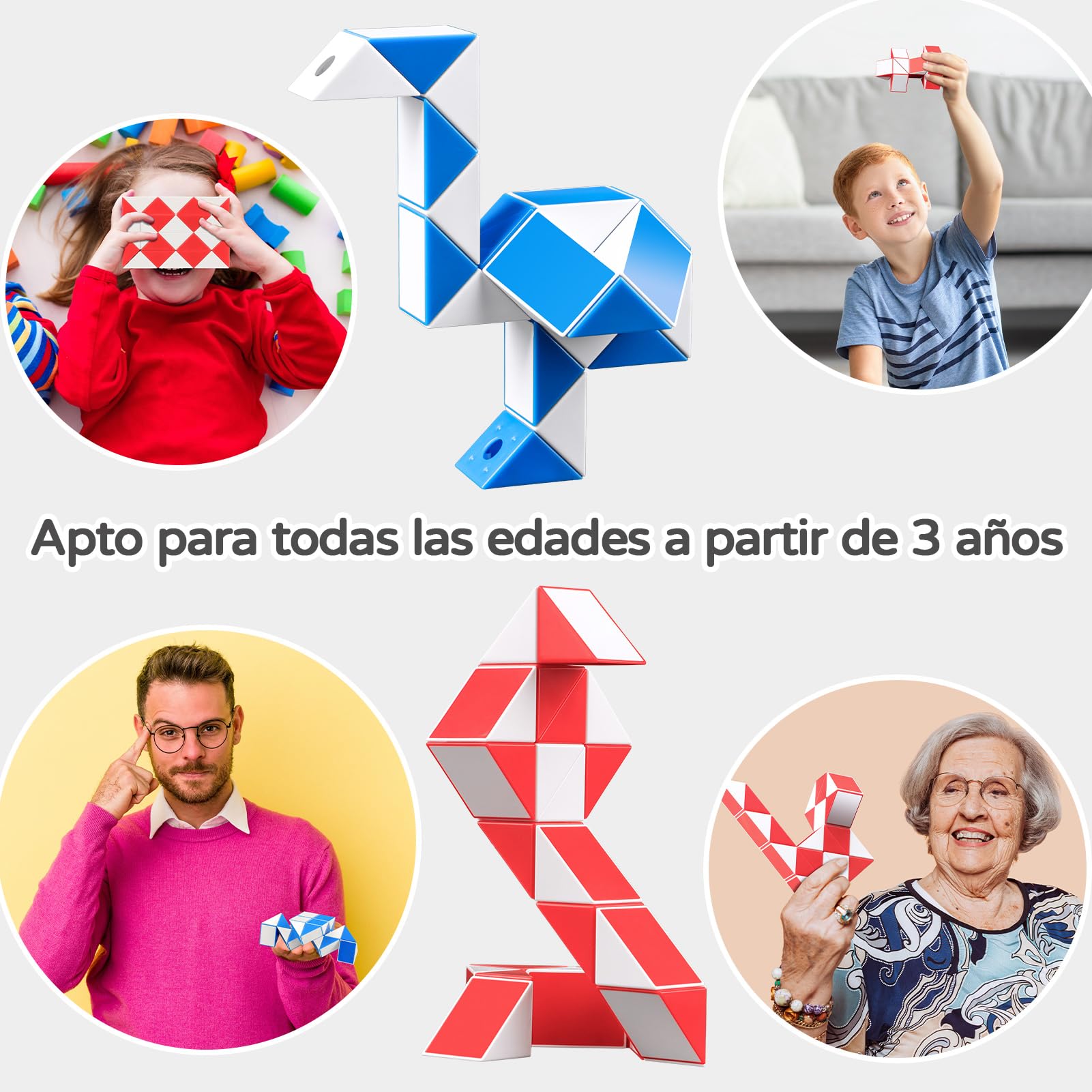 Cubo Mágico Serpiente, 2 Paquetes 24 Piezas Serpiente Rompecabezas Twist Regalos para Fiestas, Juguetes Creativos Educativos Serpiente Fidget para Niños/Adultos