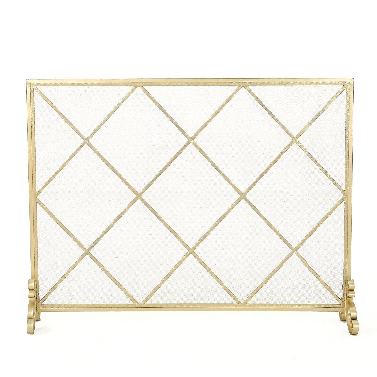 Parafiamma per camino, parafiamma decorativo in ferro a pannello singolo con rete metallica, schermo antincendio solido antiruggine per bambini o animali domestici, oro (oro 99 x 22 x 30,3 cm) needed
