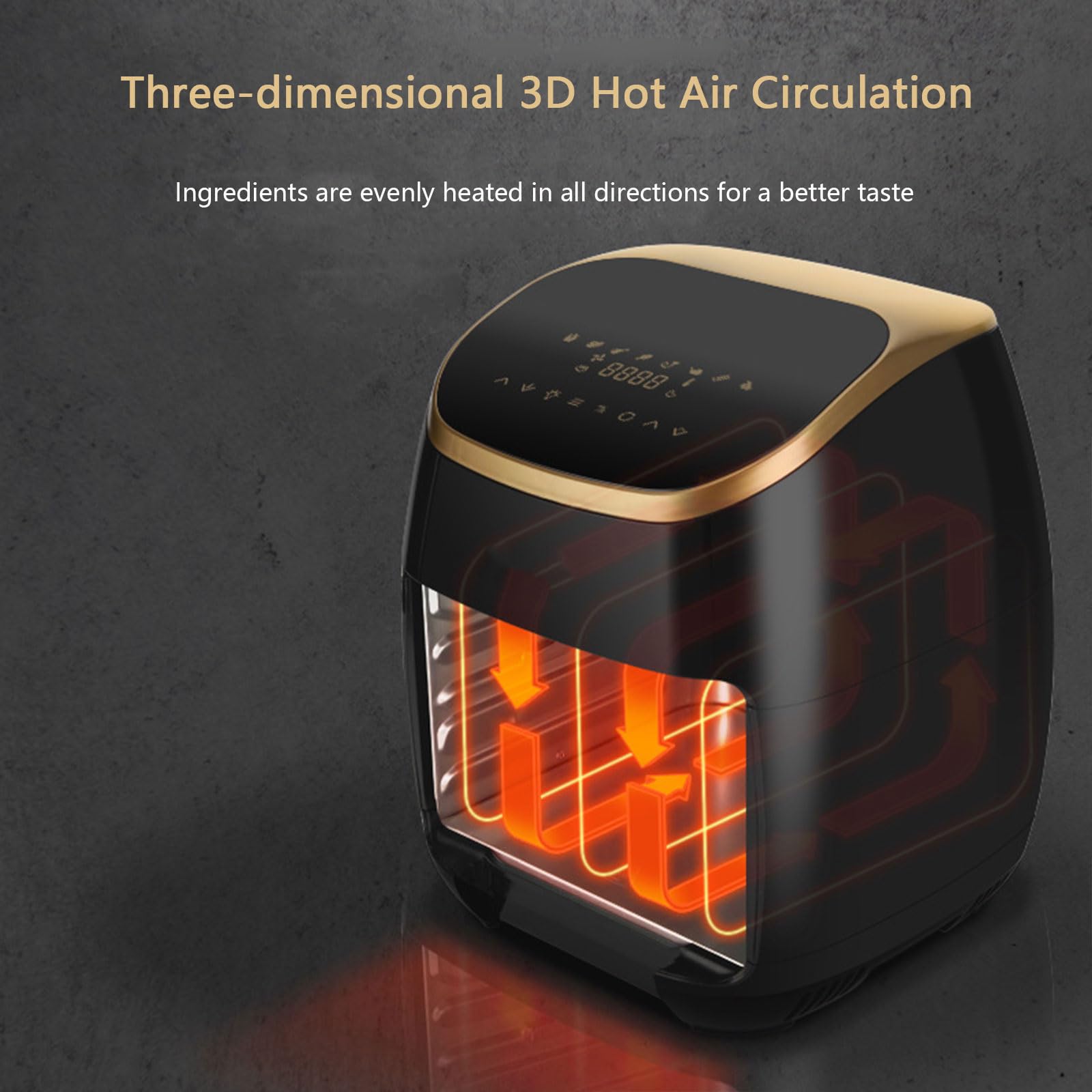 ZbOLi Forno Friggitrice ad Aria da 11 Litri, Forno per Pizza Digitale da 2000 W con Controllo della Temperatura 30-200 ℃, Meno Friggitrice ad Olio Luce Ambientale a Risparmio Energetico Incorporata