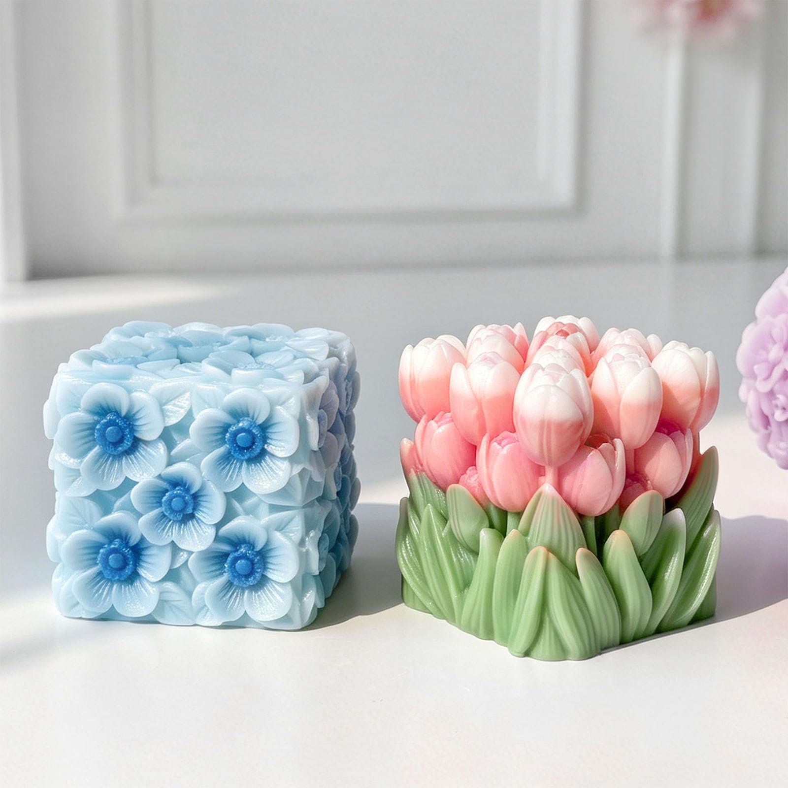 Molde de silicona con forma de cesta de flores, molde de silicona para jabón, manualidades, decoración de boda, elastómero fundido de chocolate