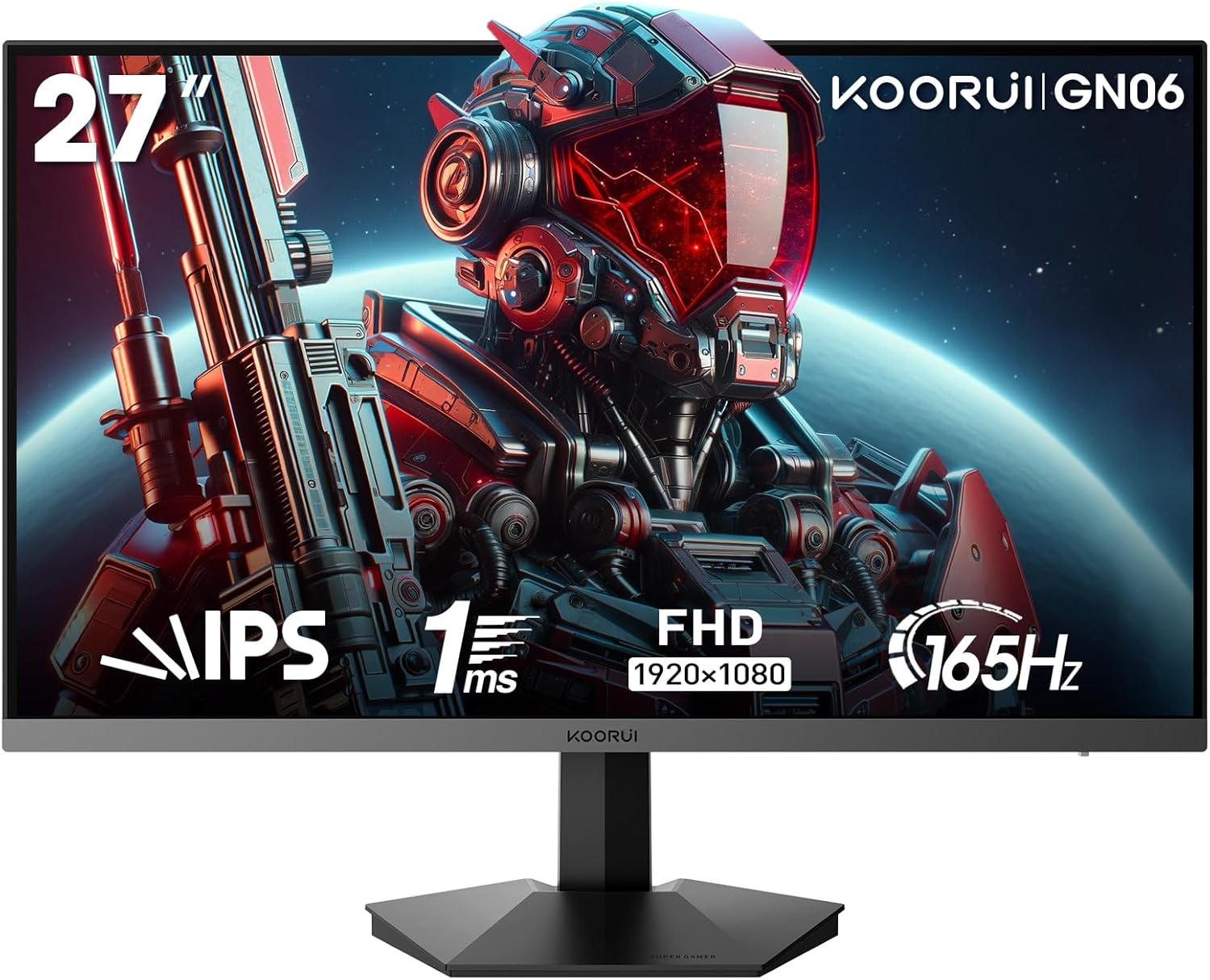 KOORUI 27 Inch FHD Gaming Monitor 180 Hz, IPS, 1ms, DCI-P3 90% Color Gamut, Adaptive Sync, (1920x1080P, HDMI, DisplayPort) Black