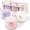 Candle Set, Scented Candle Gift Set for Her, 3 Scented Votive Candles, Birthday Gifts for WomenMen PinkPurpleWhite, 200g [Energy Class A]