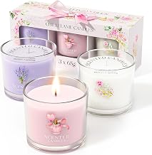 CHILLFLAME Candle Set, Scented Candle Gift Set for Her, 3 Scented Votive Candles, Birthday Gifts for Women/Men (Pink+Purple+White, 200g)