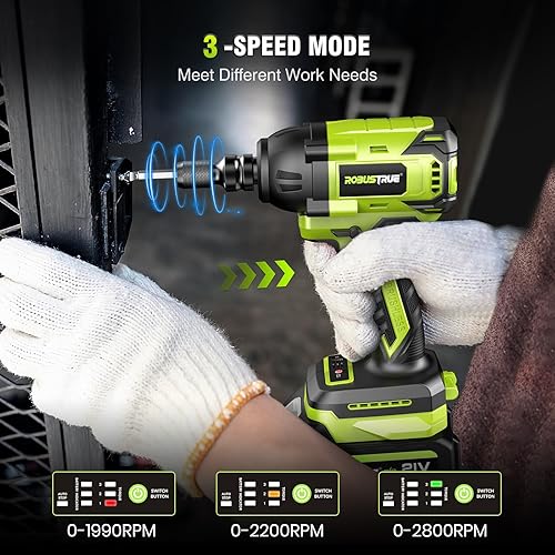 Miniatura 6 de Llave de impacto inalámbrica, 406 pies-libras (550 N.m), llave de impacto sin escobillas de 12 pulgada, pistola de impacto de alto par de 2800 RPM,