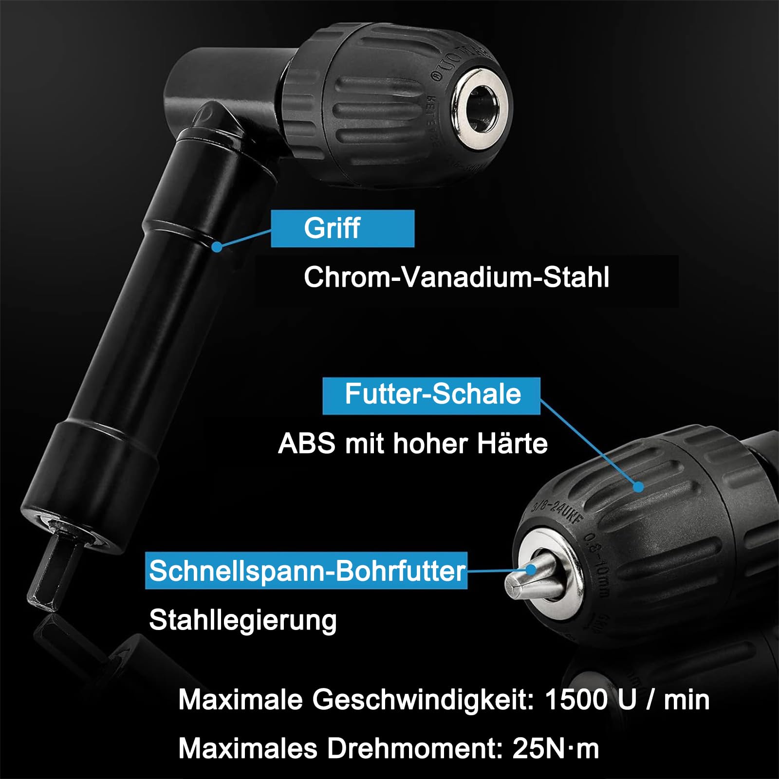 Winkelbohraufsatz 90-Grad-Bohrverlängerung 0.8-10 mm Schnellspann | Winkelbohr Vorsatz Bohrfutter Bohrer Befestigungsadapter Elektrisches Bohrwerkzeug Rechtwinkelbohrer
