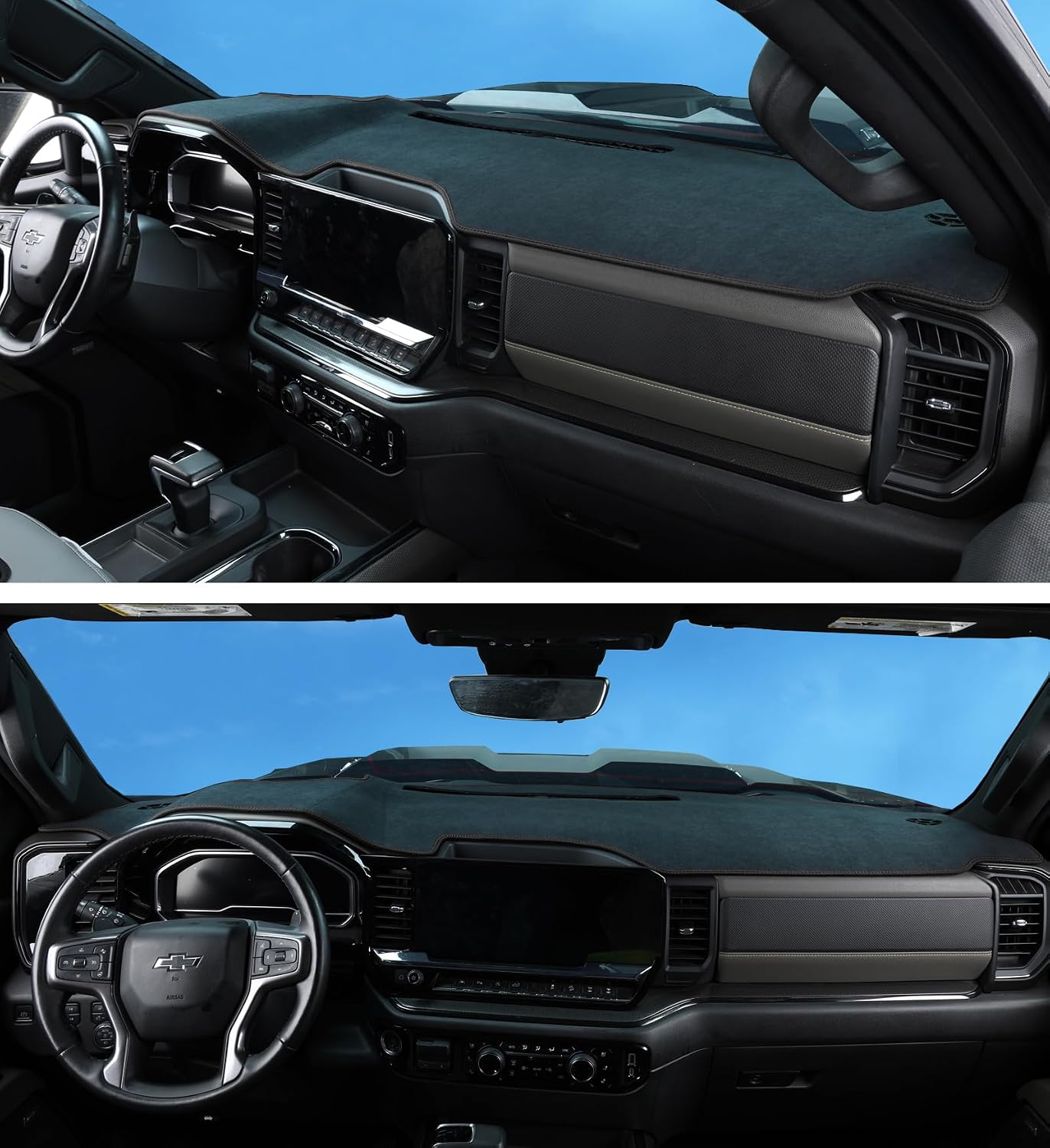 TANDI-SG130 Dash Cover Mat for Chevy Chevrolet Silverado 2022 2023 2024 ZR2, Custom Trail Boss, LT TrailBoss,LTZ, High Country, 1500 2500HD 3500HD Dashboar Cover (Velvet Fabric(Black)