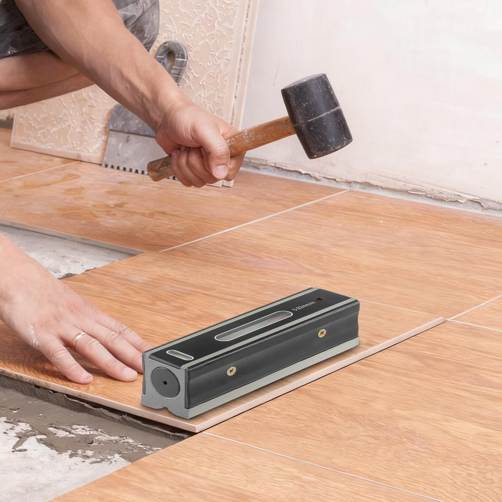 DAZZLEEX Livella bolla,Livella in acciaio di precisione da 0,02 mm di grado industriale,200mm Livella a bolla per installatori
