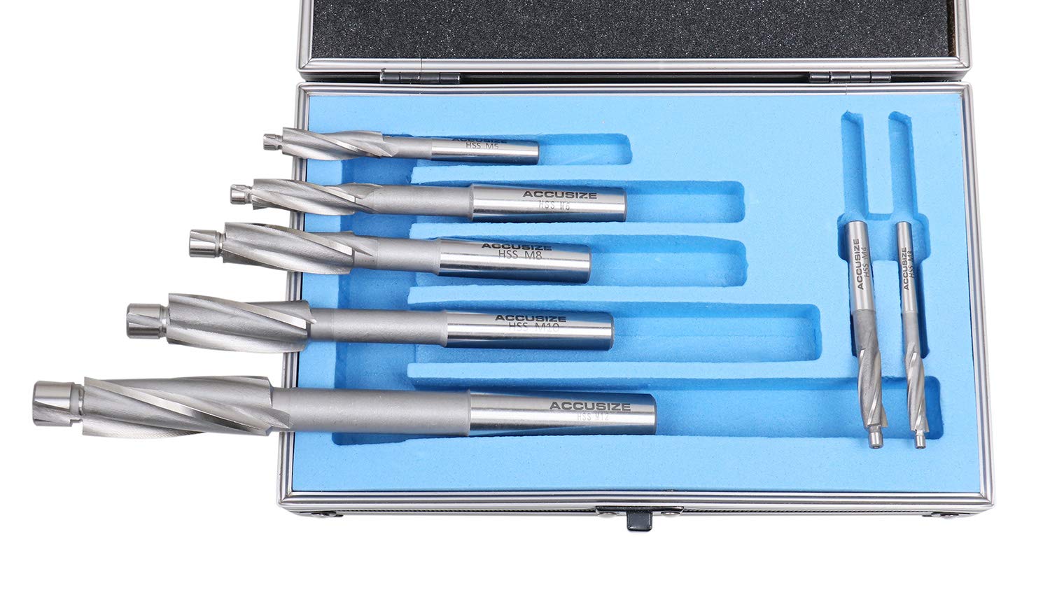 Accusize Industrial Tools Premium Metric H.S.S. Solid Cap Screw Counterbore Set, 3 Flute, Straight Shank, 7 Pc, 509S-007M — Amazon image 2