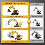 NOKA Jouets d'excavatrice à télécommande pour garçons - 11CH Véhicule de construction RC Excavatrice avec pelle en métal, Jouet plus grand avec sons/spray, Cadeau d'anniversaire pour les enfants 6+