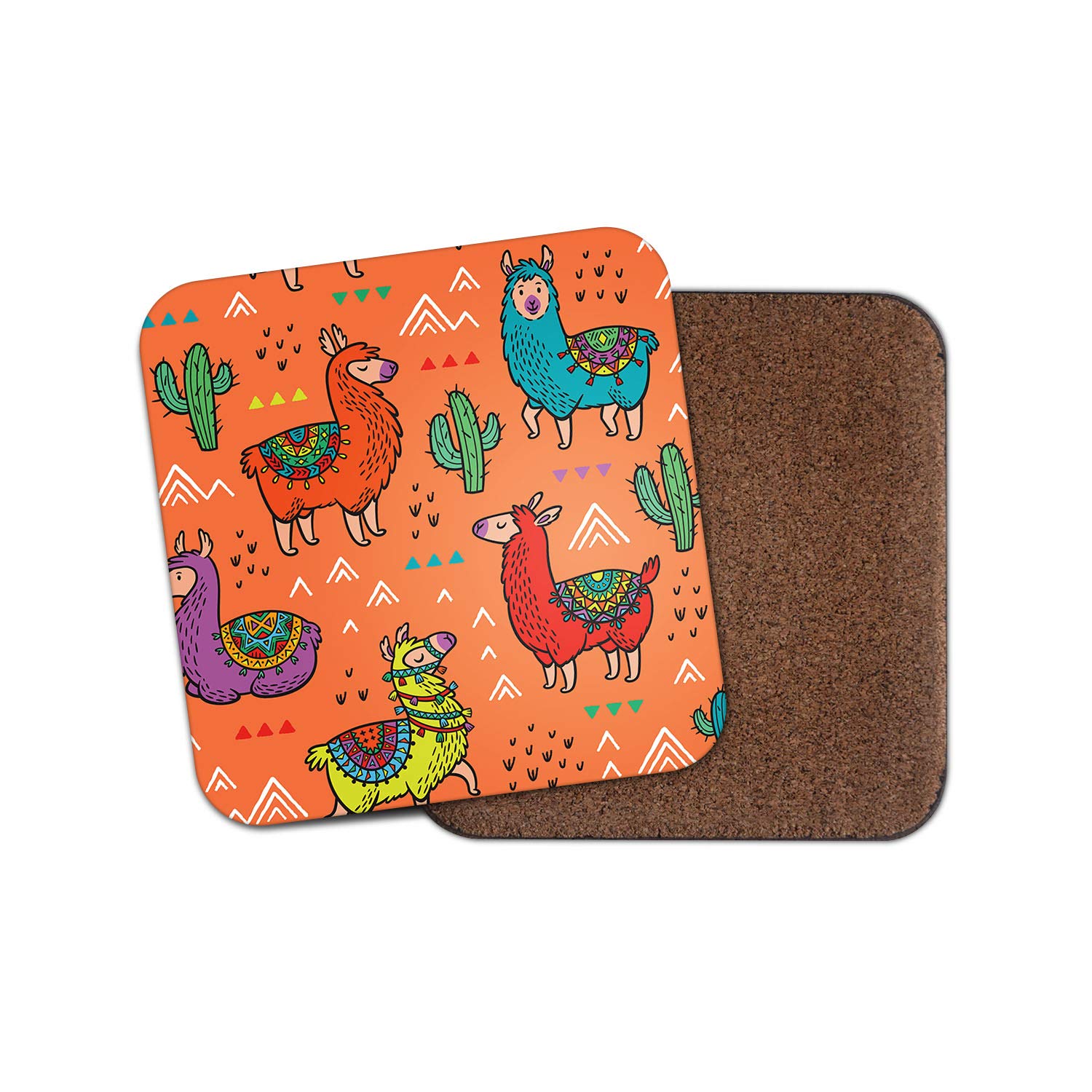 Destinationvinyl Multicolor 1 X Funky Llamas Coaster - Alpacas Cactus Mexico Peru Mum Auntie #14429