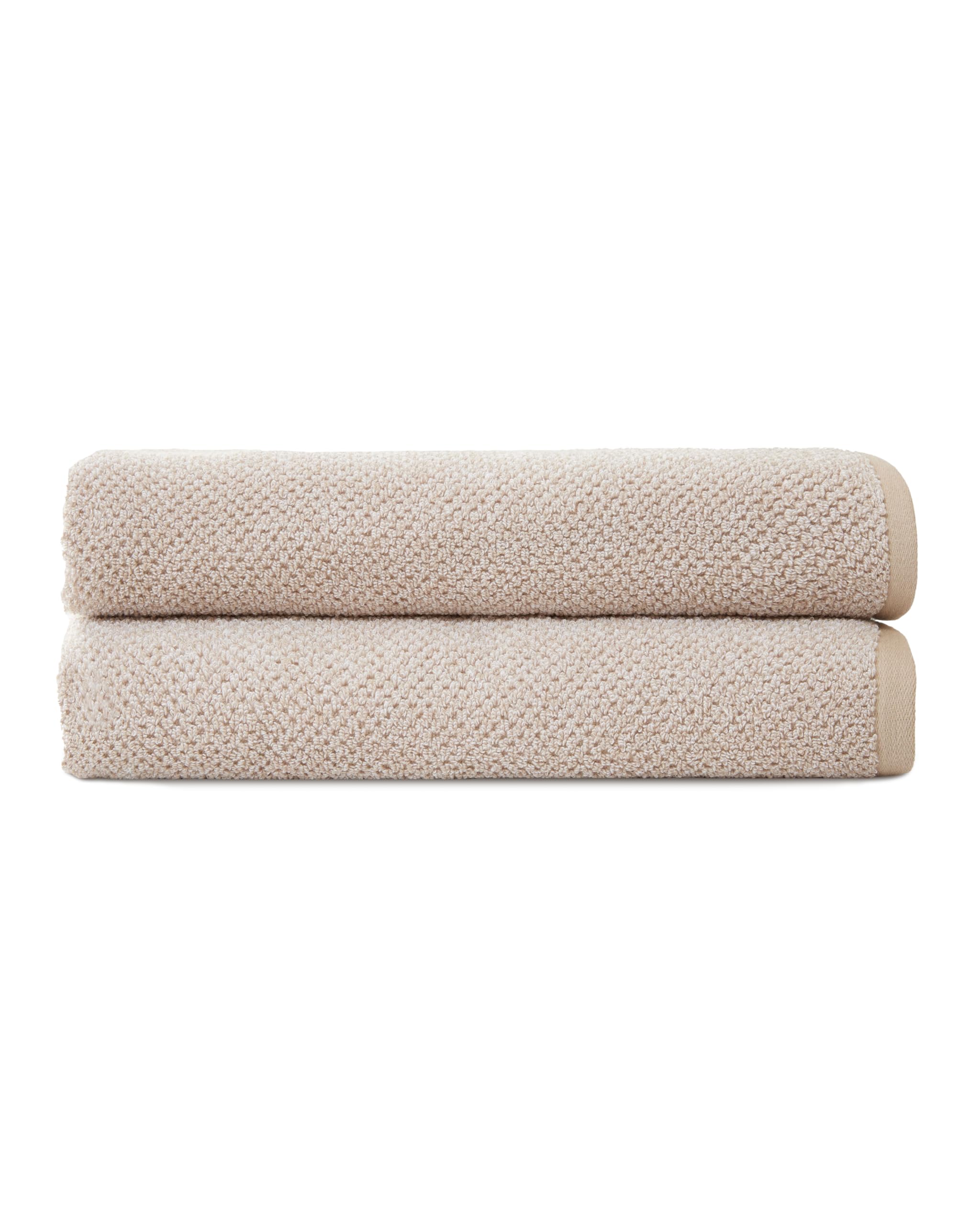 Cozy Earth Nantucket 60% Cotton 40% Viscose from Bamboo Bath Sheet - 600 GSM Plush & Fast-Drying with Rice Weave Pattern - 2 Pack 40" x 65" Luxury