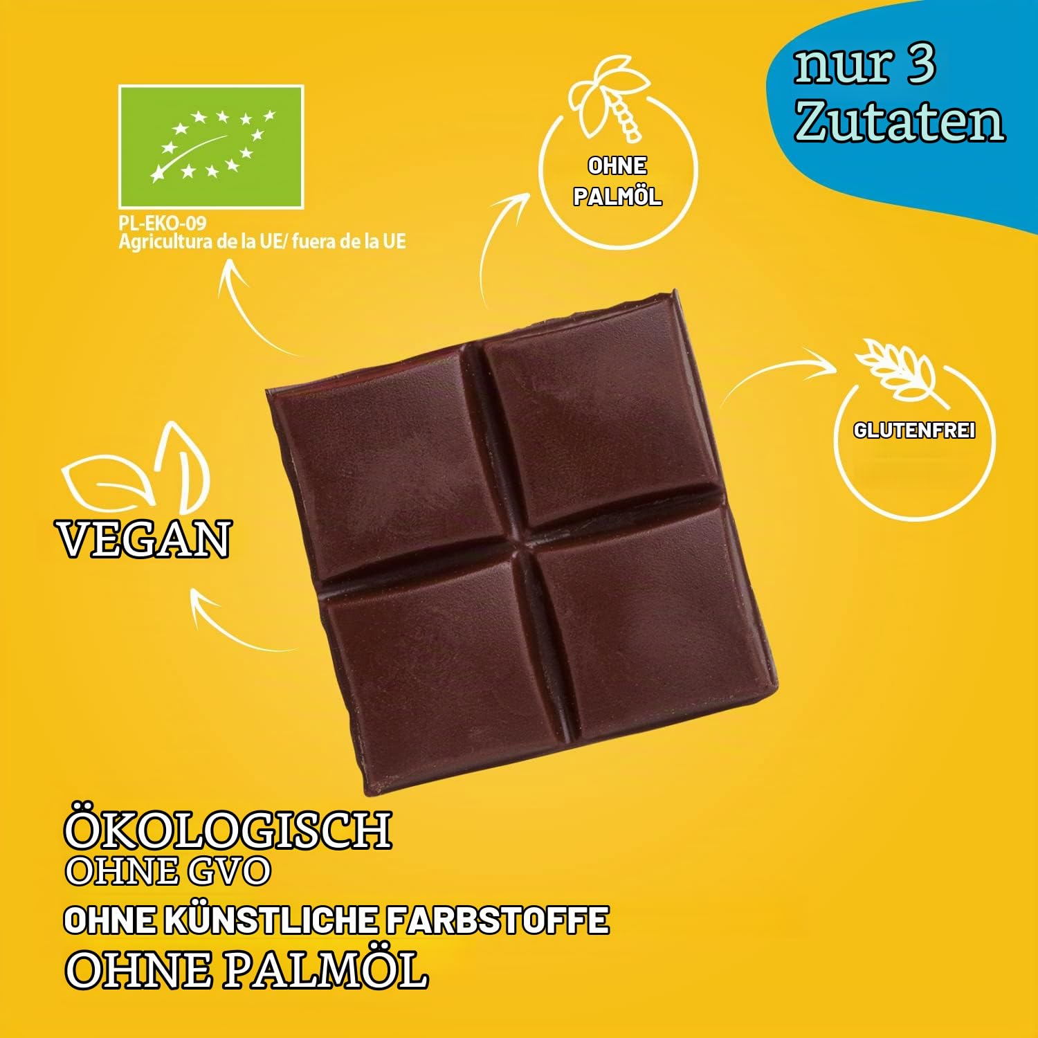 SUPER FUDGiO Bio vegane Schokolade – natürliche Bio-Zutaten, mit Datteln statt Zucker gesüßt – glutenfrei – 10x80 g (Datteln)