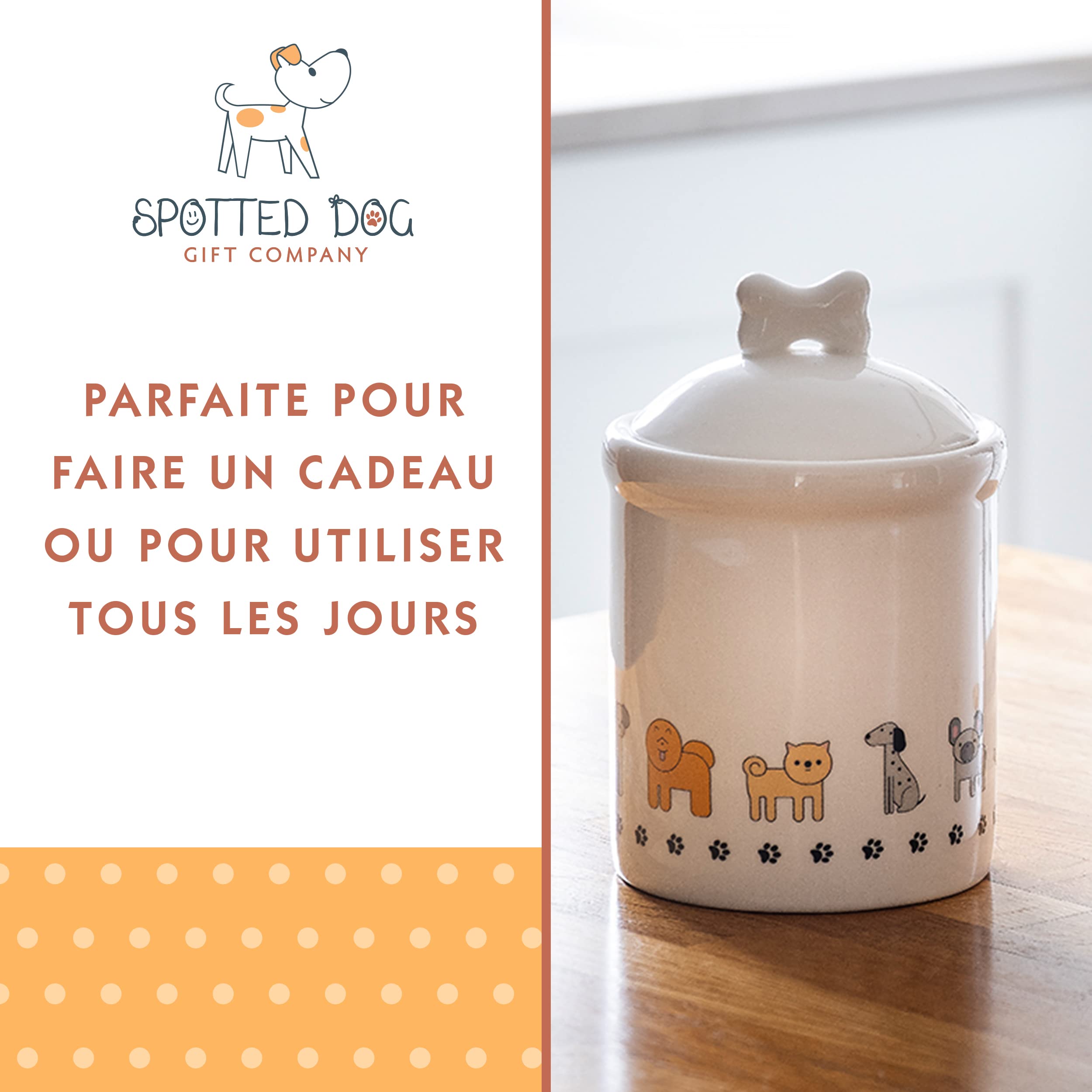 Bocal Hermétique Pour Friandises Chien - Design Chihuahua/Bouledogue - Rangement Décoratif Cuisine