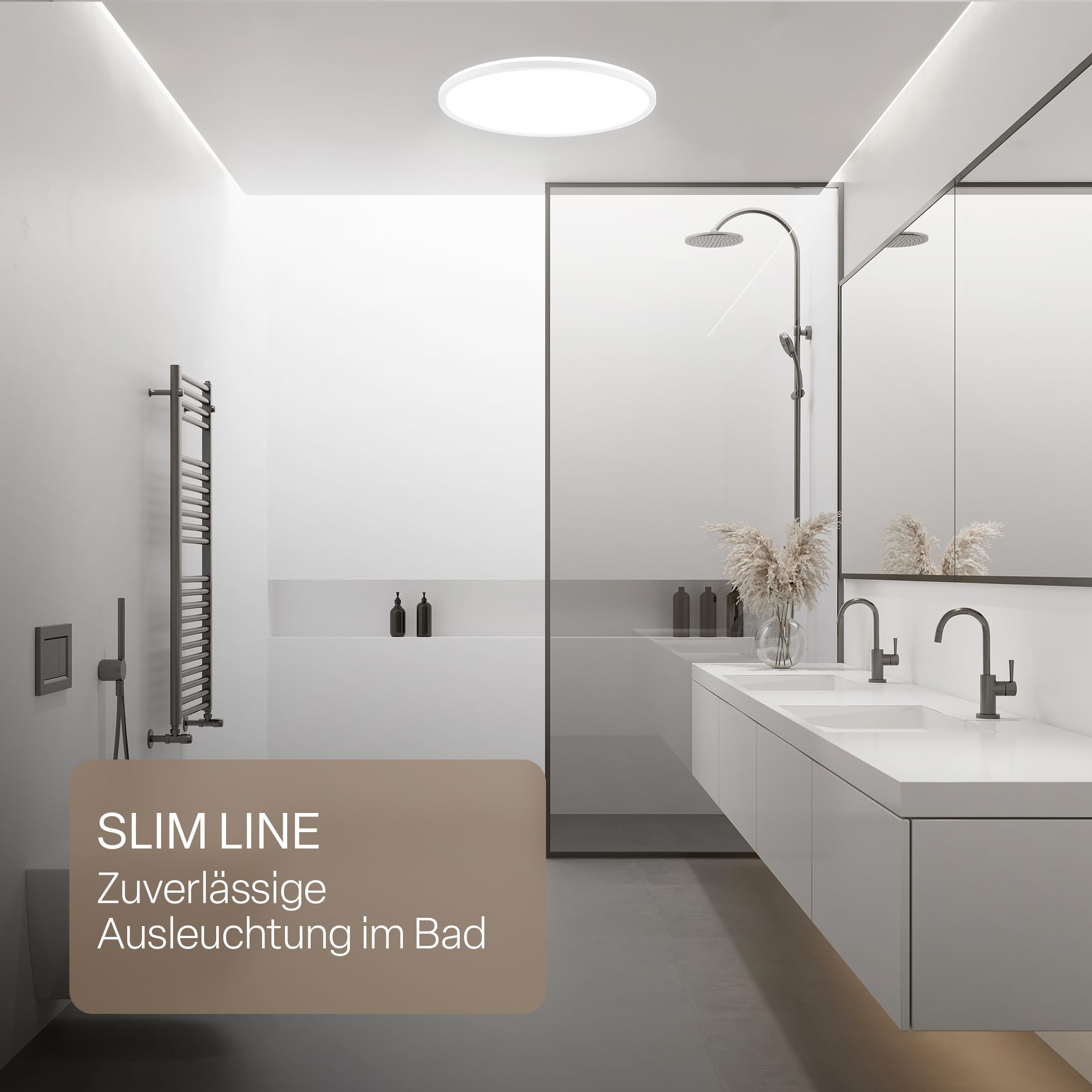 B.K.Licht - LED Deckenlampe, Flach, Dimmbar, Indirektes Licht, CCT warmweiß bis tageslichtweiß, IP44, Panel, Deckenleuchte, Kinderzimmer, Wohnzimmerlampe, Badezimmer Lampe, 42x3 cm, Weiß - 5