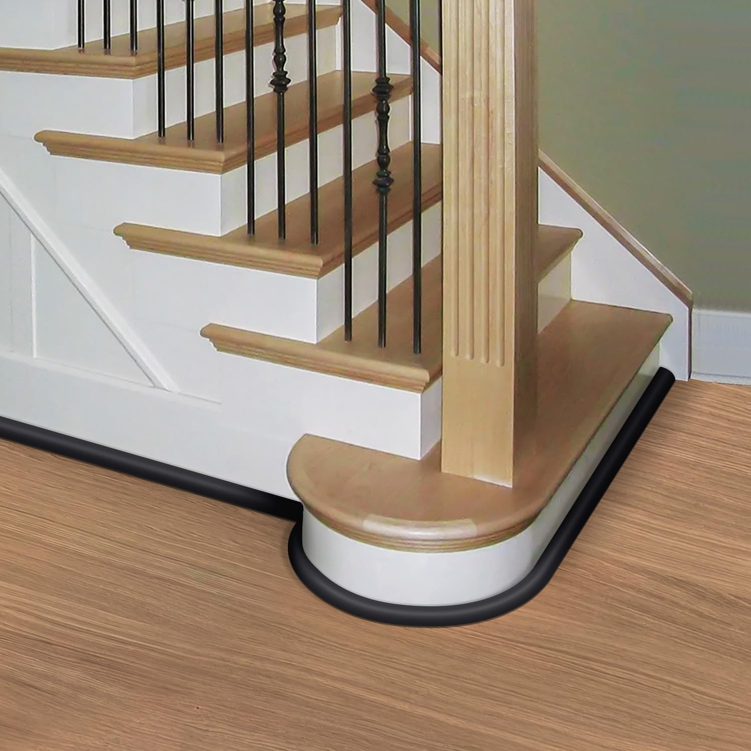 Flexible Quarter Round Molding, 118 Inch Peel and Stick Rubber Quarter Round Trim Molding with Self Adhesive, Waterproof Bendable Molding Trim for Wall Edge Corner,Staircase Cabinet Edge,Black