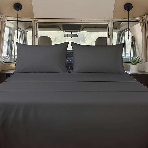 Miniatura 9 de Juego de sábanas tamaño individual (38 x 75), 4 piezas, color chocolate, bolsillo profundo para colchones de 15 pulgadas, microfibra cepillada,